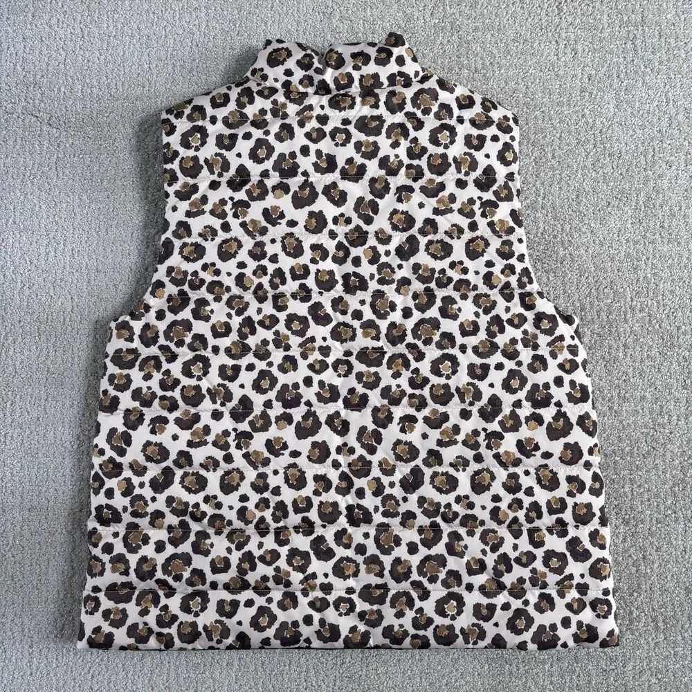 NWT Crewcuts Girls Large Reversible Leopard Puffer Vest Primaloft MSRP $98